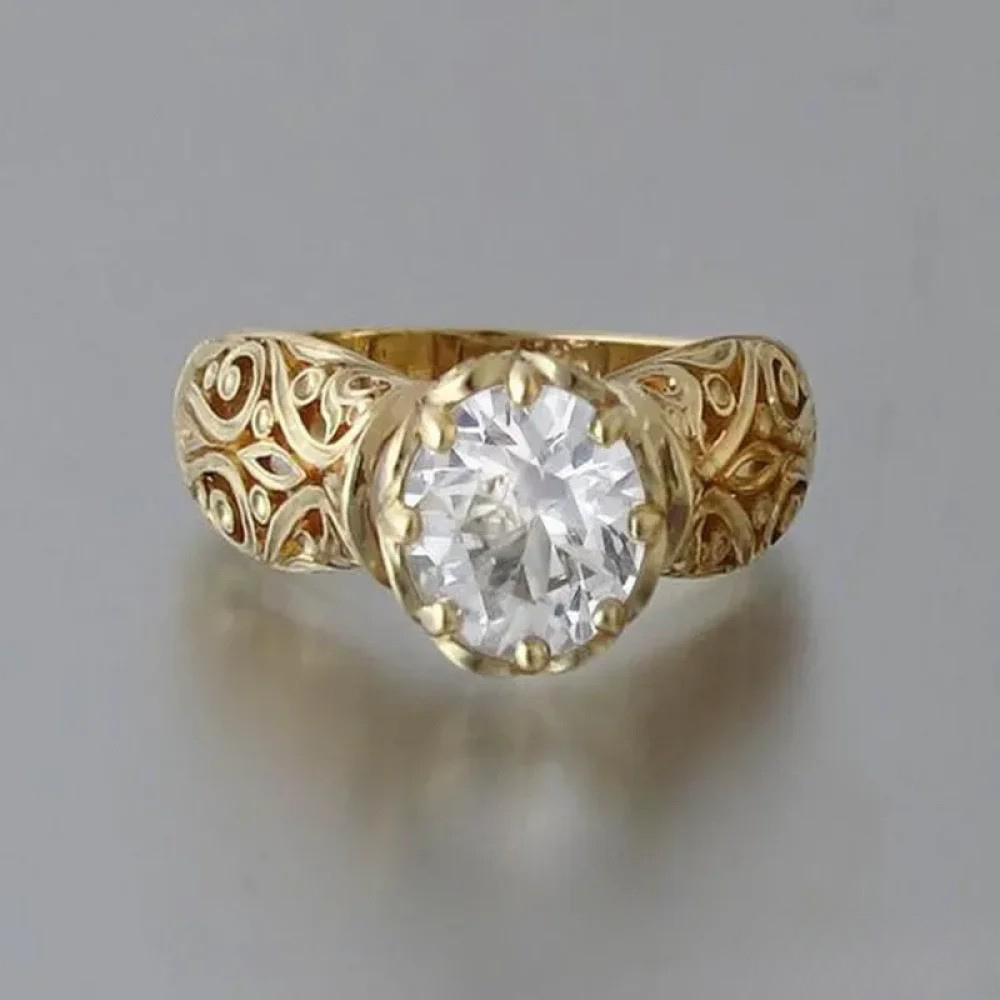Anel elegante com zircão branco