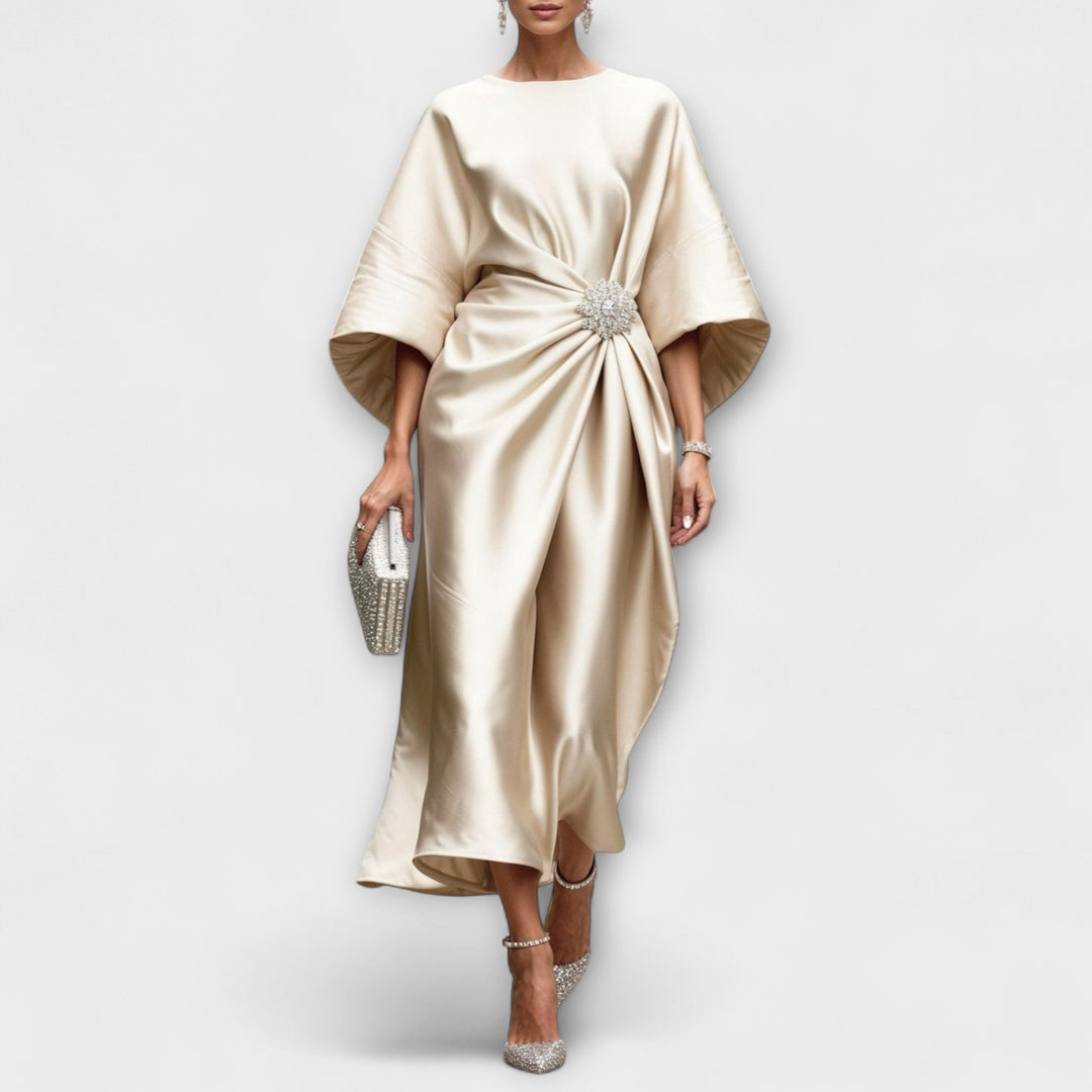 Vestido Longo de Cetim Luxe Shimmer