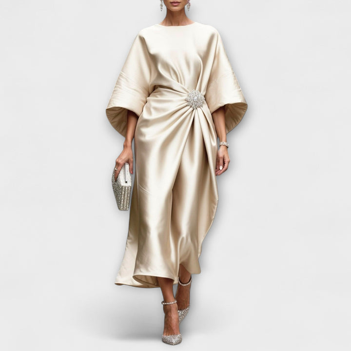 Vestido Longo de Cetim Luxe Shimmer