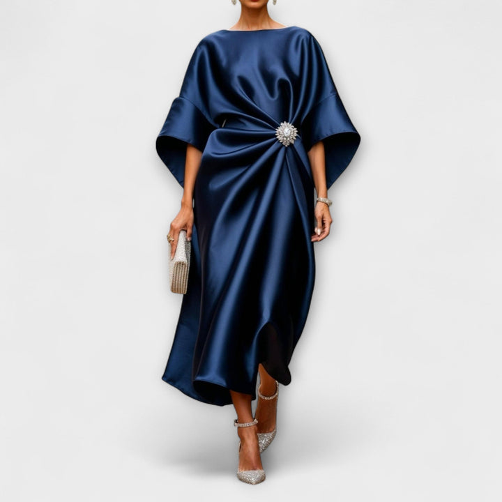 Vestido Longo de Cetim Luxe Shimmer