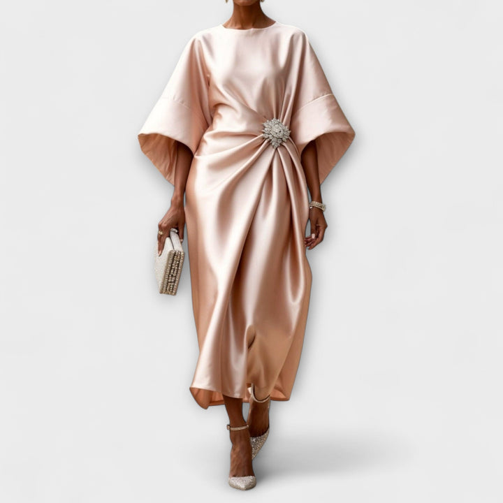 Vestido Longo de Cetim Luxe Shimmer