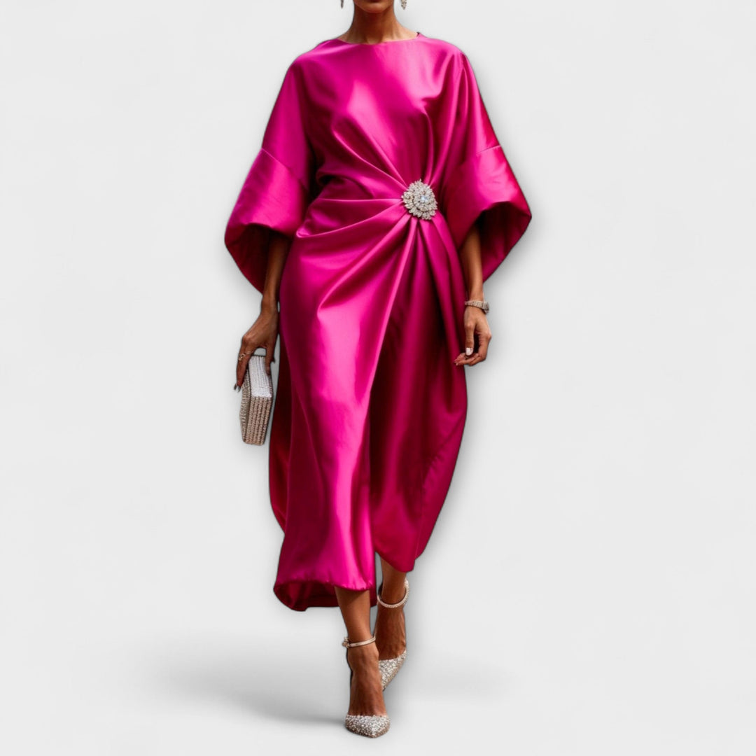 Vestido Longo de Cetim Luxe Shimmer