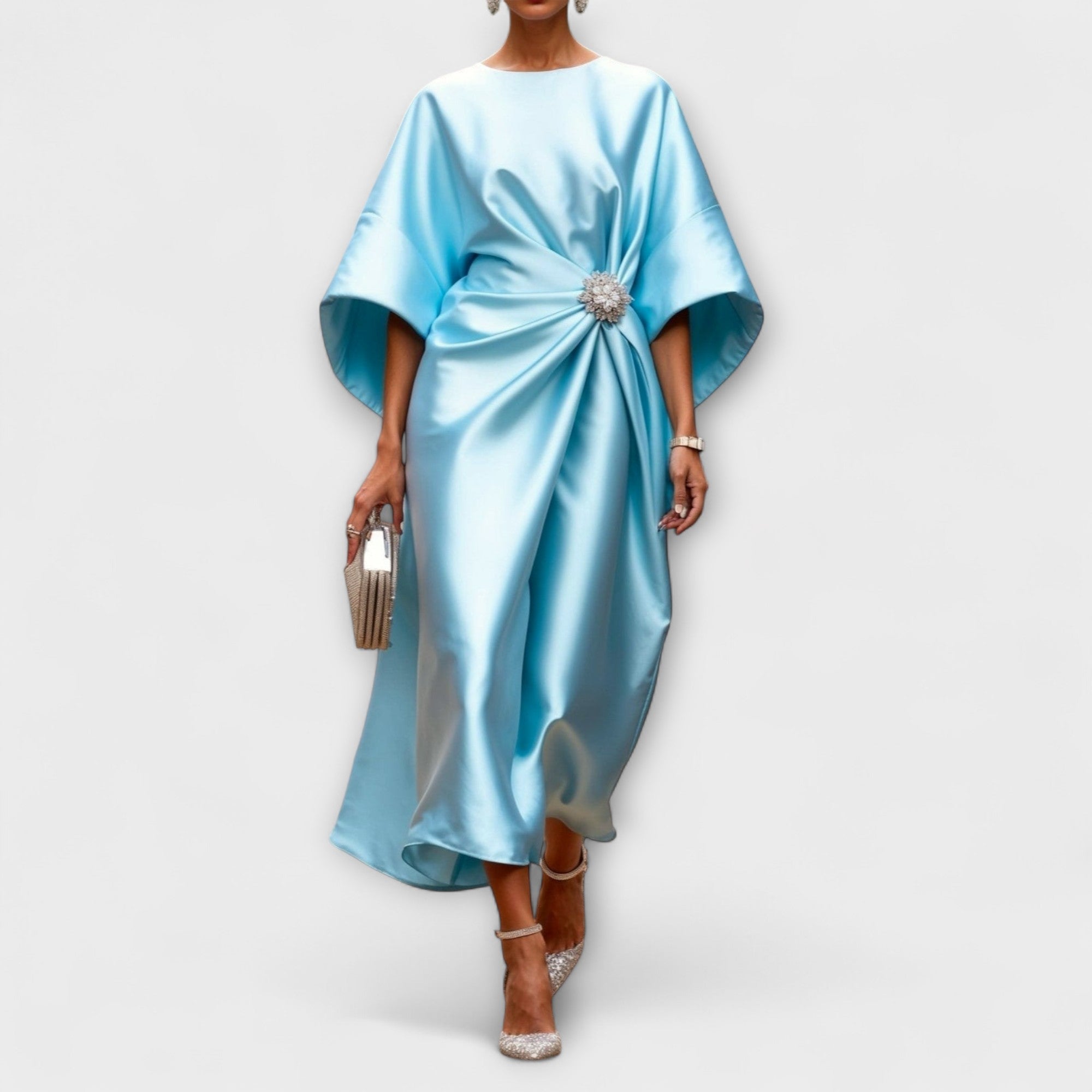 Vestido Longo de Cetim Luxe Shimmer