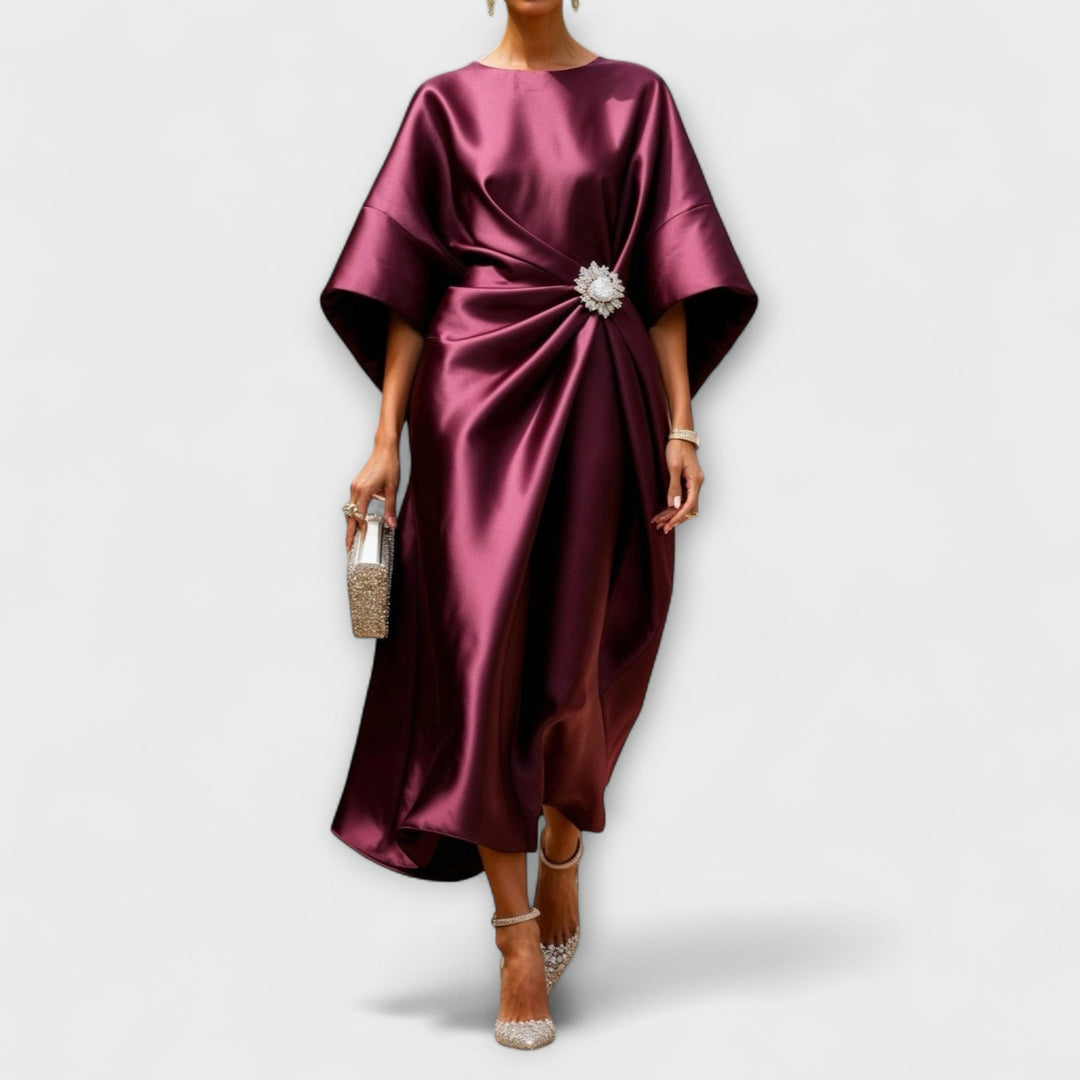 Vestido Longo de Cetim Luxe Shimmer