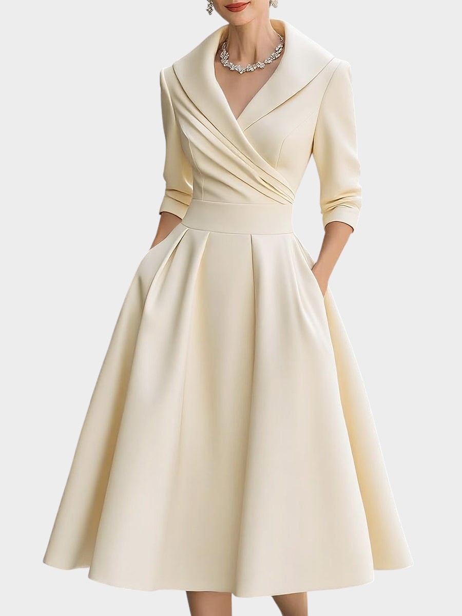 Dania | Elegante Vestido Medio de Manga Longa