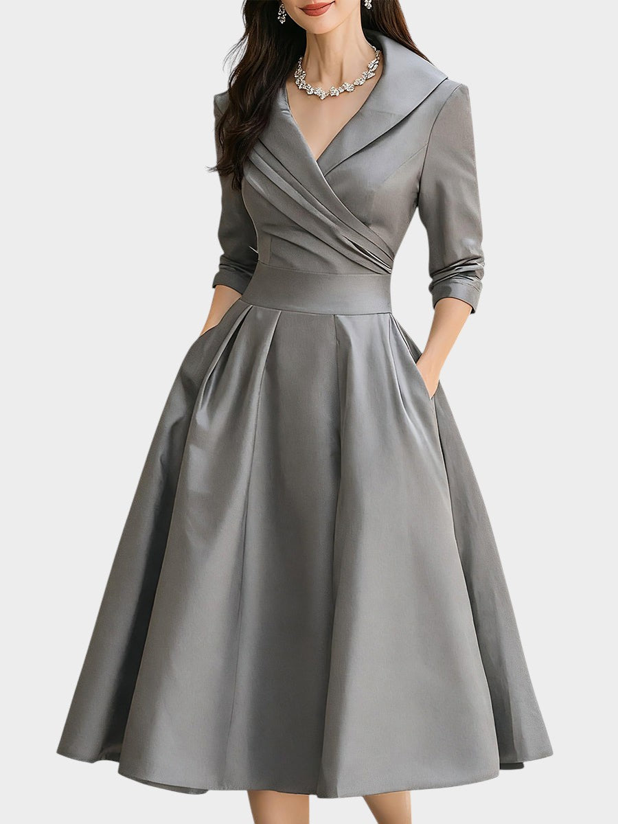 Dania | Elegante Vestido Medio de Manga Longa