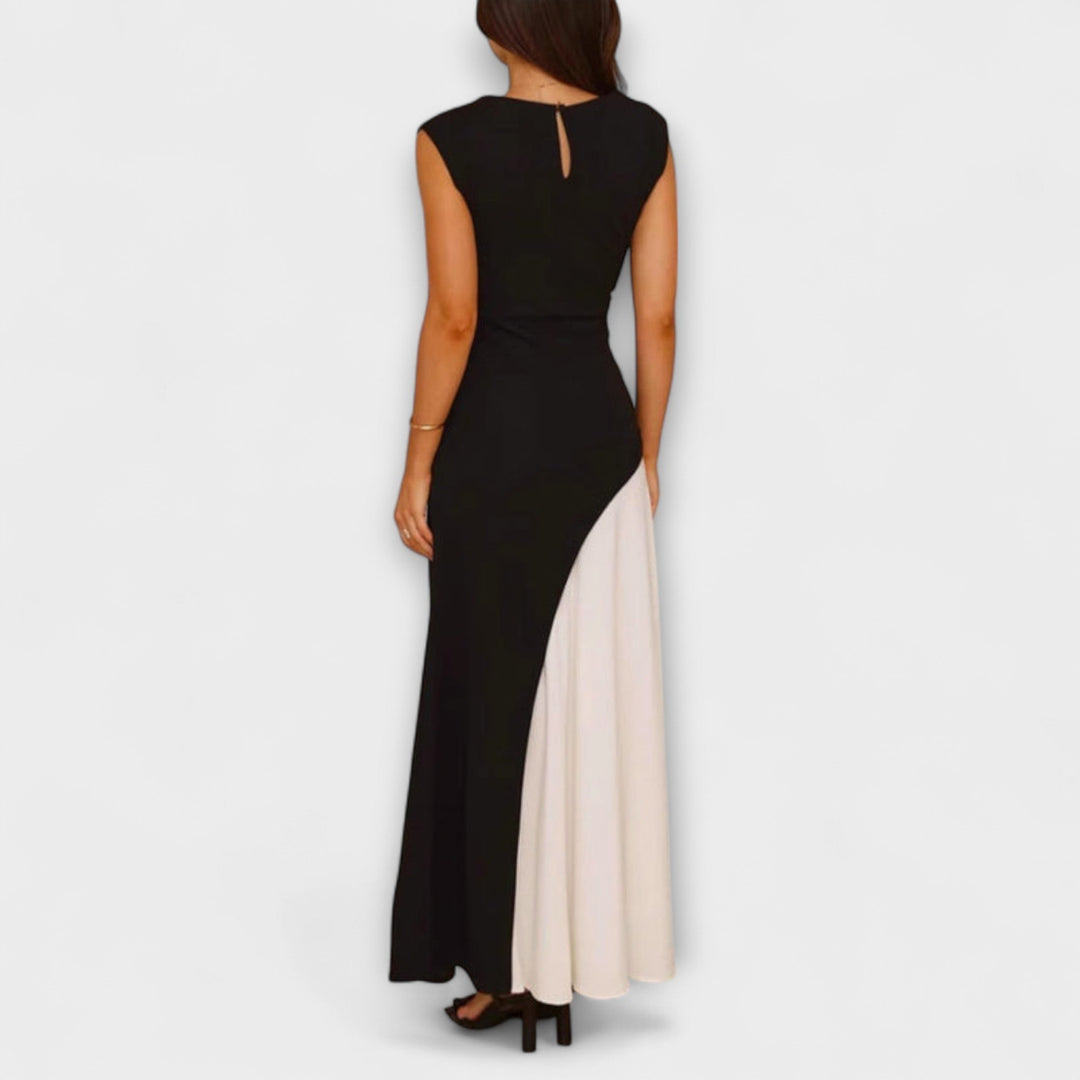 Isabel - Vestido de Cintura em Bloco de Cor Monocromático