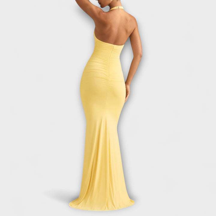 Vestido de Gala Halter Sem Costas Refinado