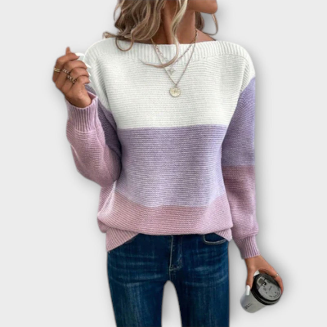 Clara - Pullover de patchwork tricolor elegante