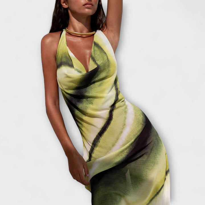 Vestido Maxi Clássico Tie-Dye Gradiente