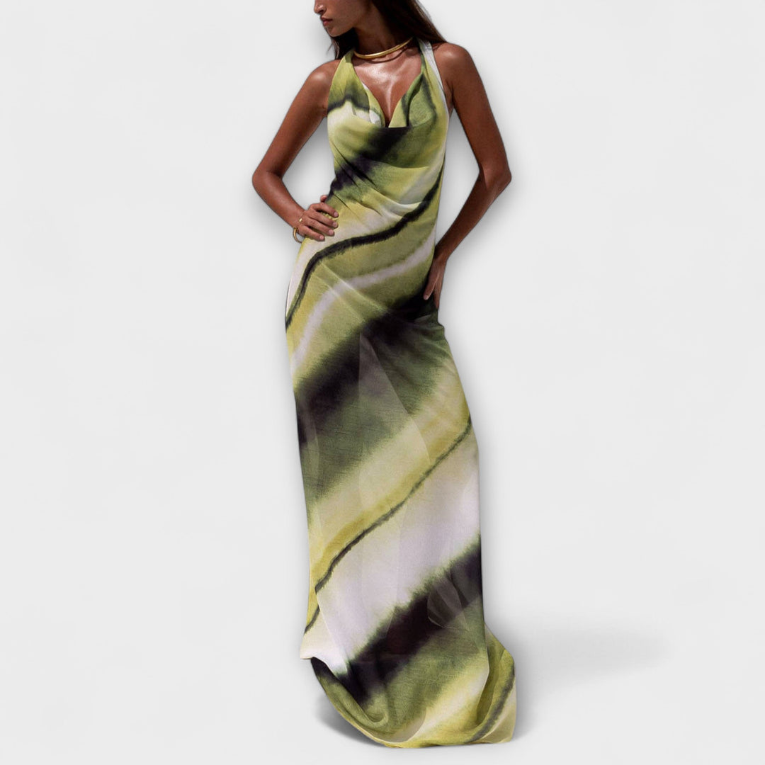 Vestido Maxi Clássico Tie-Dye Gradiente