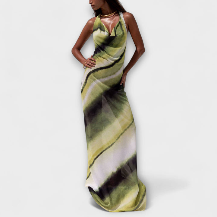 Vestido Maxi Clássico Tie-Dye Gradiente