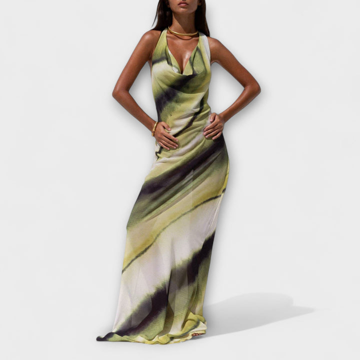 Vestido Maxi Clássico Tie-Dye Gradiente
