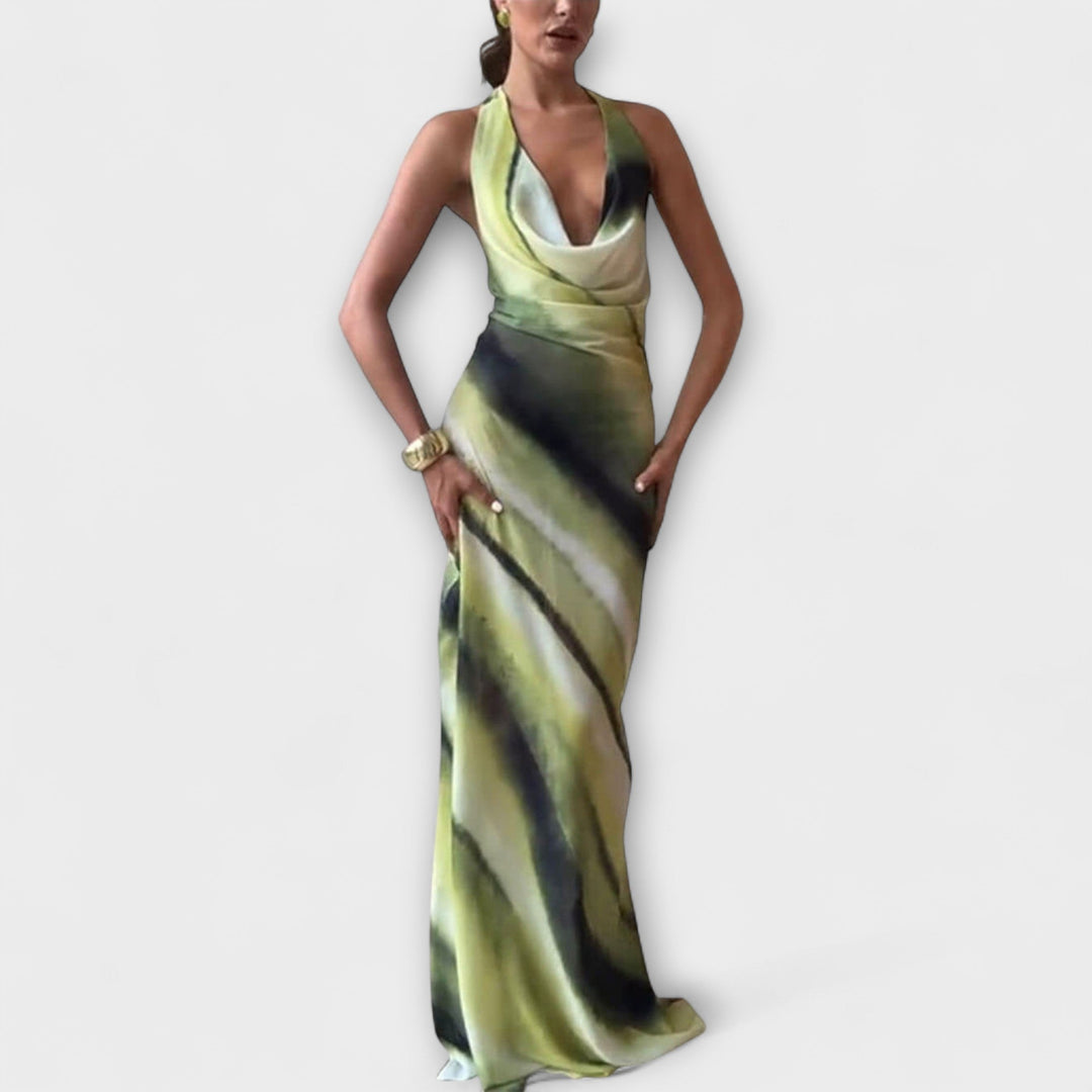 Vestido Maxi Clássico Tie-Dye Gradiente