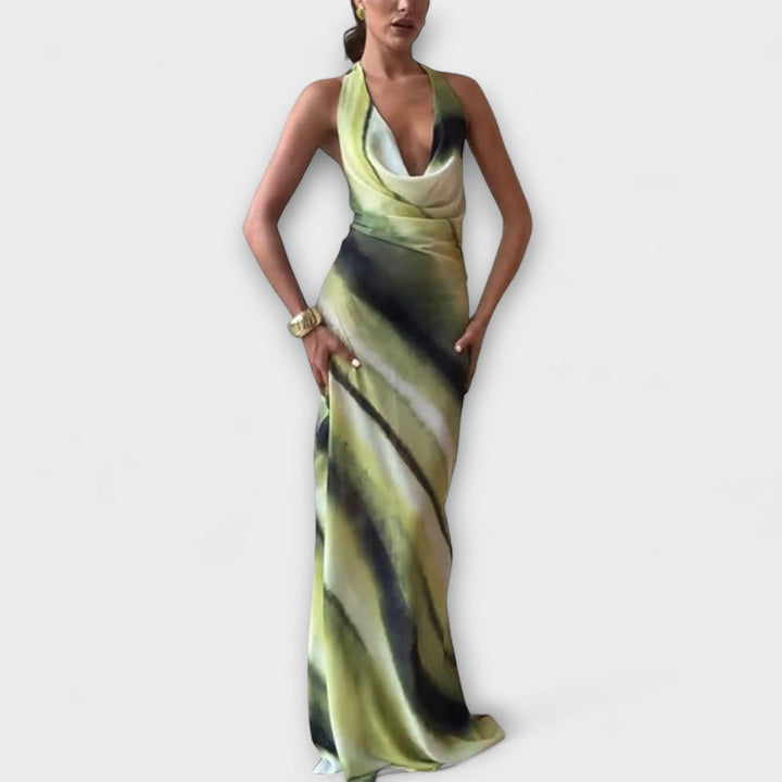 Vestido Maxi Clássico Tie-Dye Gradiente
