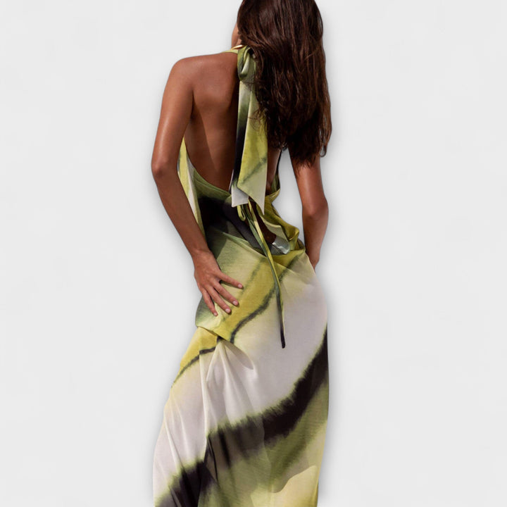 Vestido Maxi Clássico Tie-Dye Gradiente