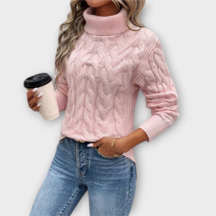 Amelia – Pullover de Gola Alta Elegante em Malha