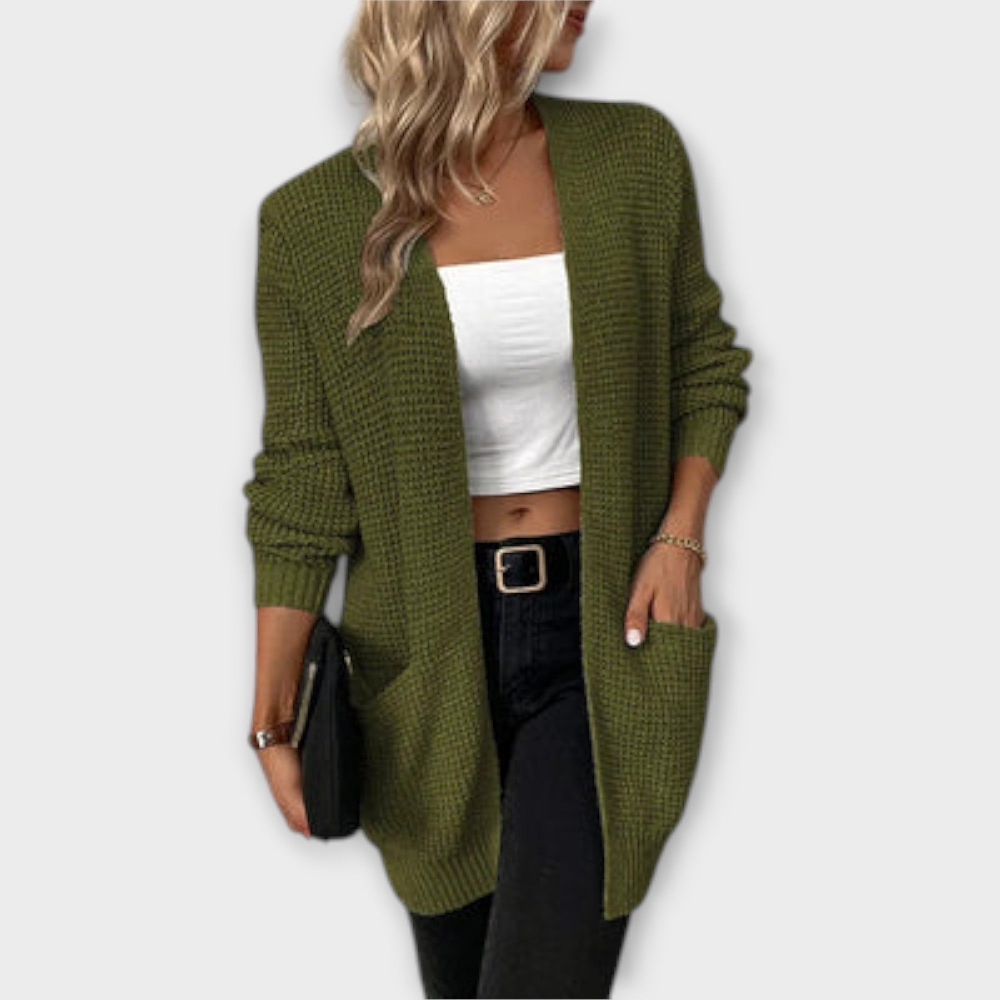Nancy - cardigan de malha descontraído com bolsos