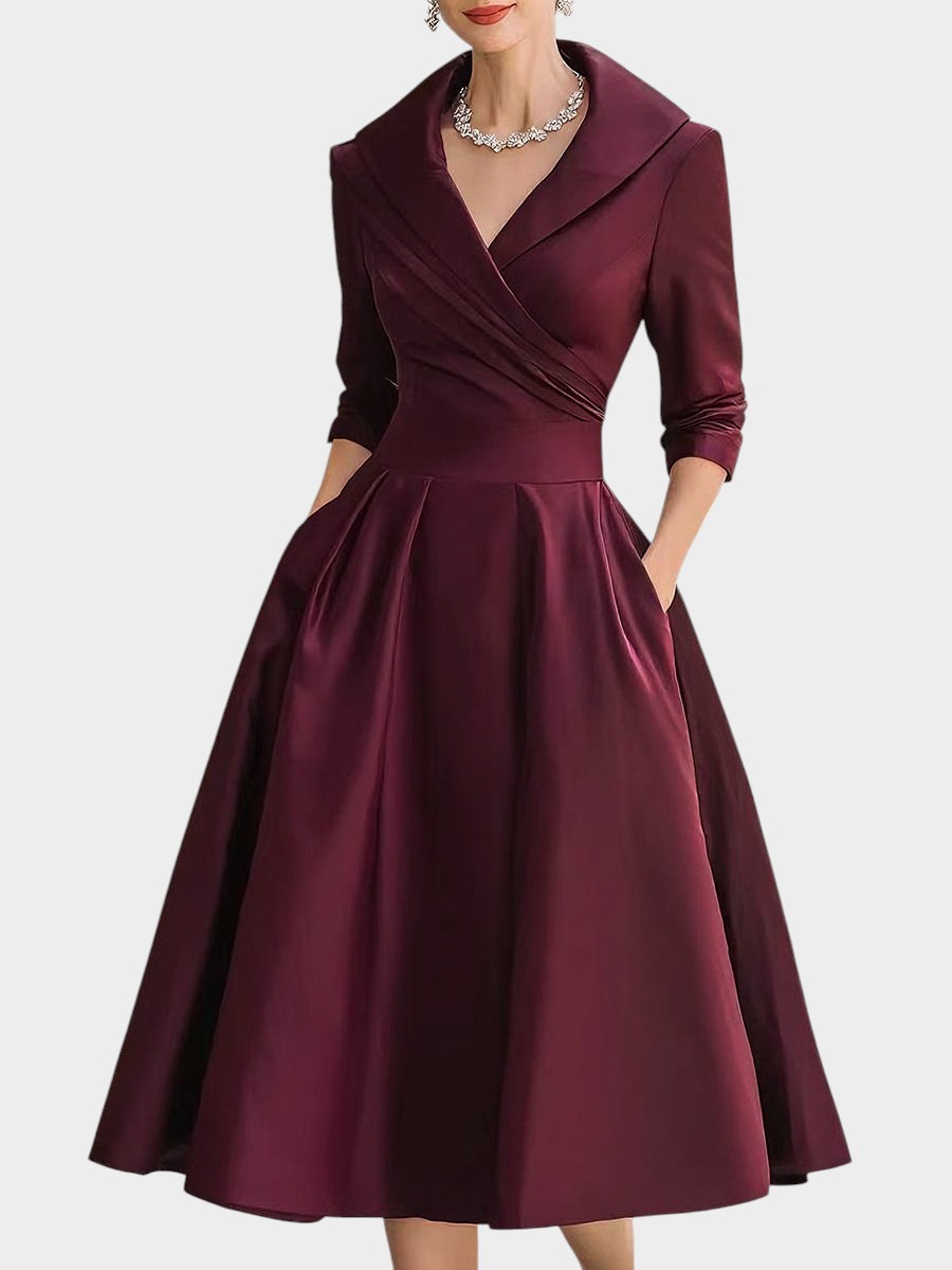 Dania | Elegante Vestido Medio de Manga Longa