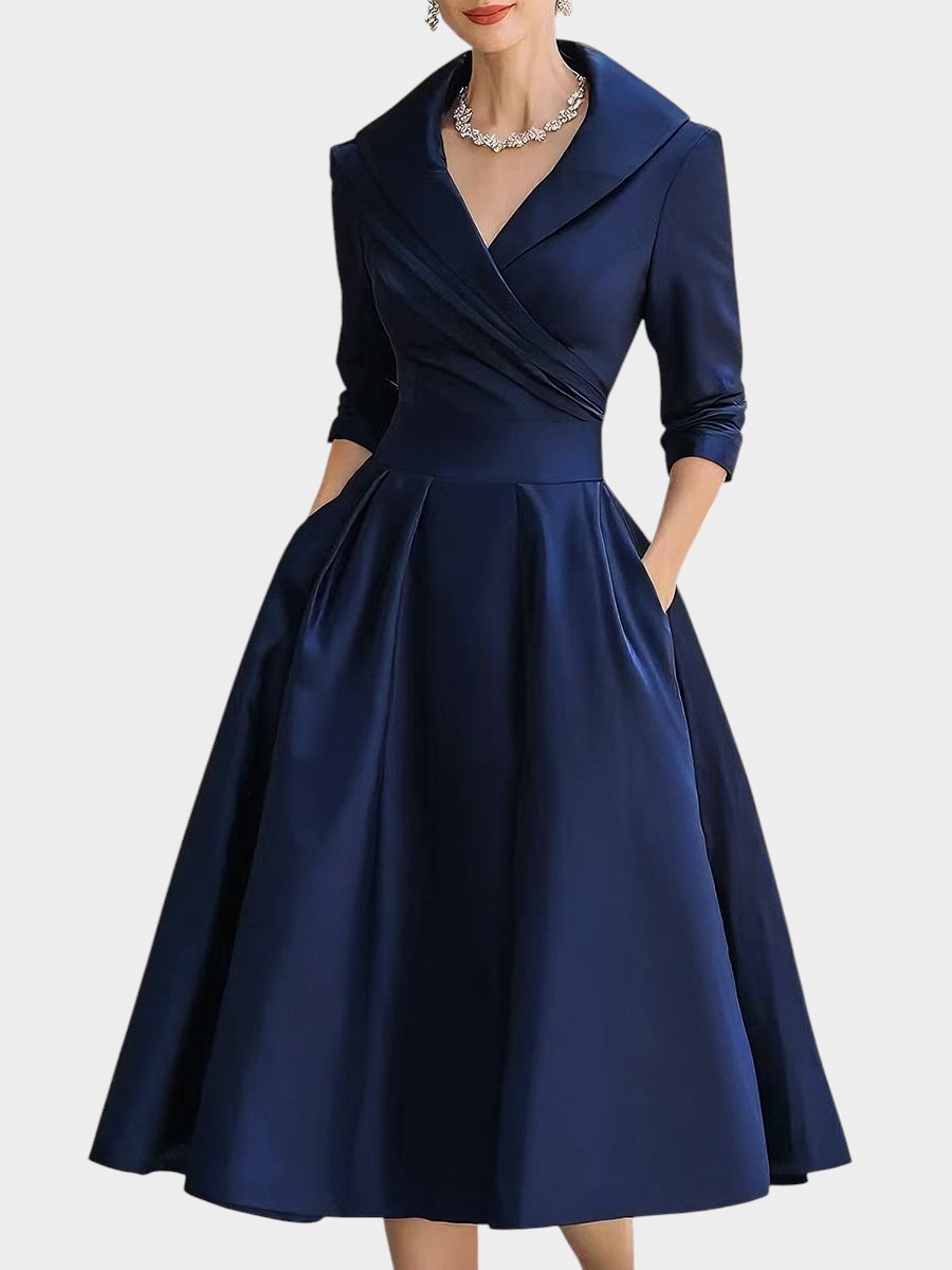 Dania | Elegante Vestido Medio de Manga Longa