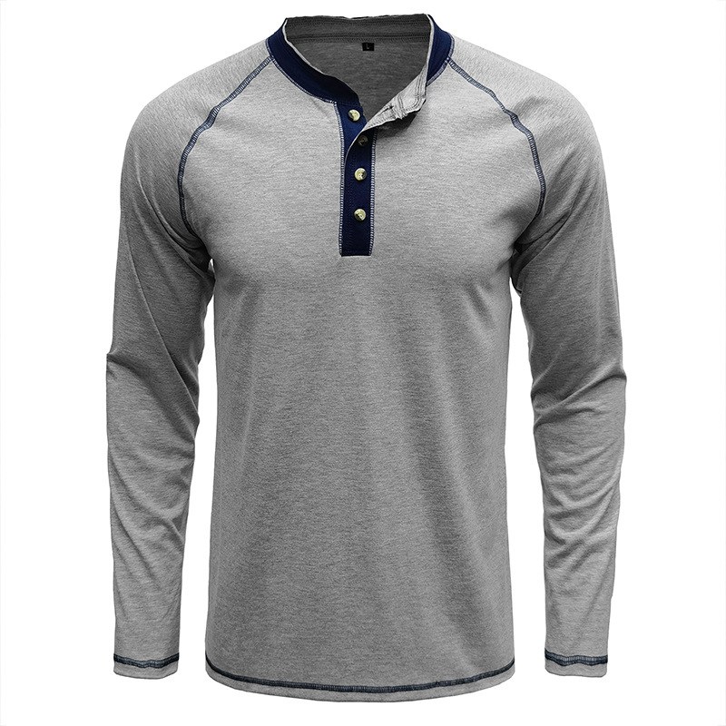 Camisa Henley de Algodão com Gola