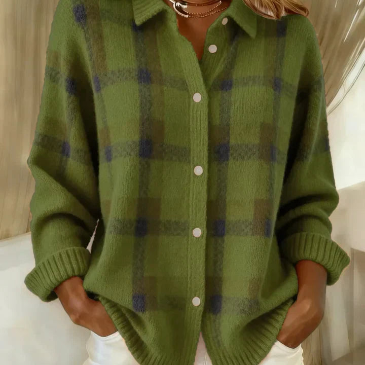Vitória | Suéter Retro de Quadrados com Contraste Casual