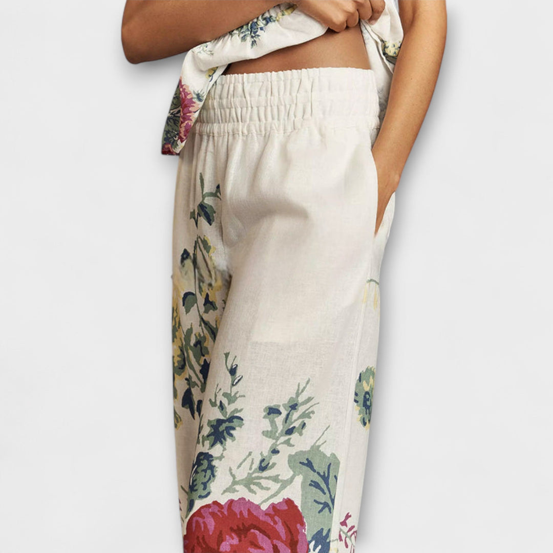 Indigo - Conjunto de Padrão Floral de Verão