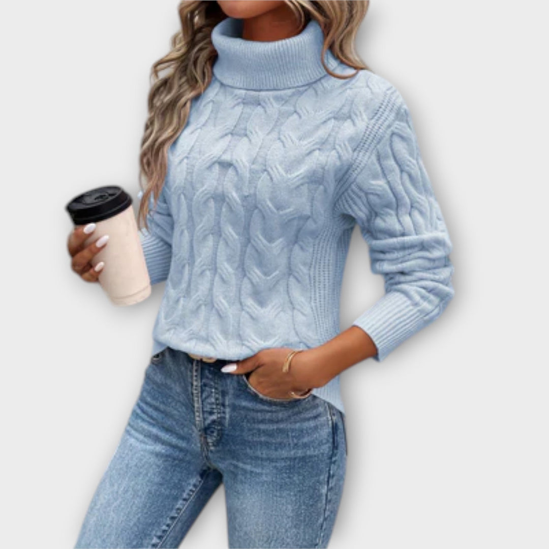 Amelia – Pullover de Gola Alta Elegante em Malha