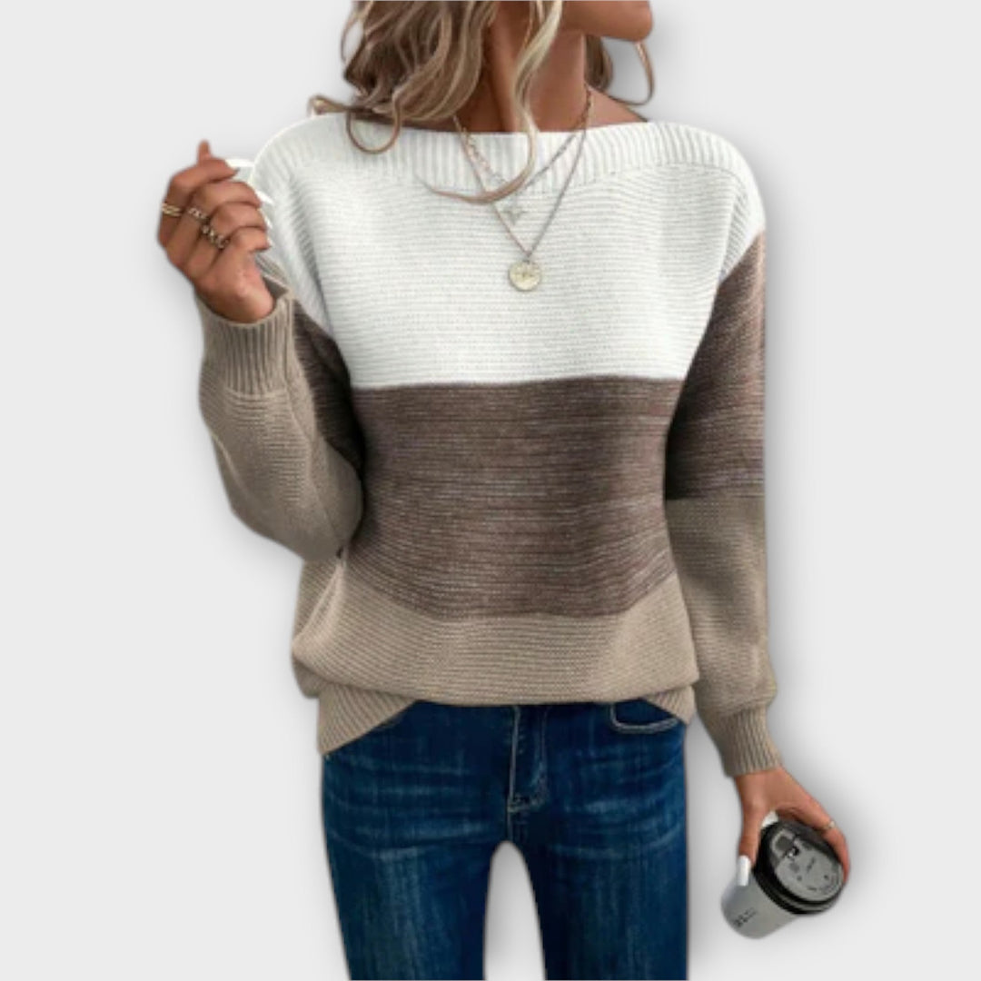 Clara - Pullover de patchwork tricolor elegante