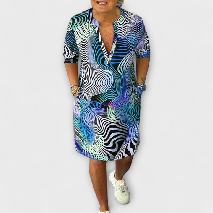 Liora - Vestido Colorido com Decote em V
