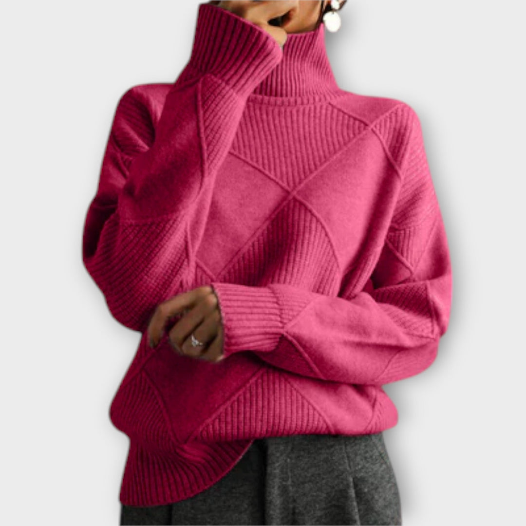 Melanie - Suéter de Gola Alta Confortável