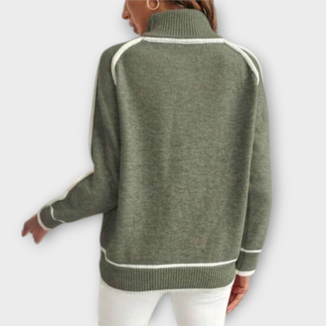 Christine - Pullover de malha luxuoso em verde-oliva