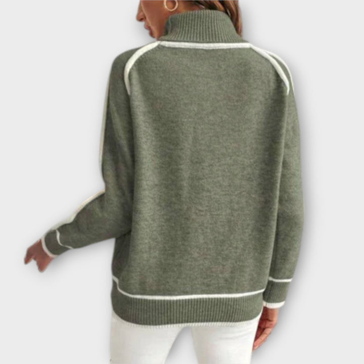 Christine - Pullover de malha luxuoso em verde-oliva