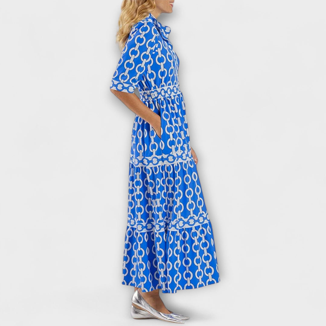 Juliette - Vestido Midi com Padrão de Corrente
