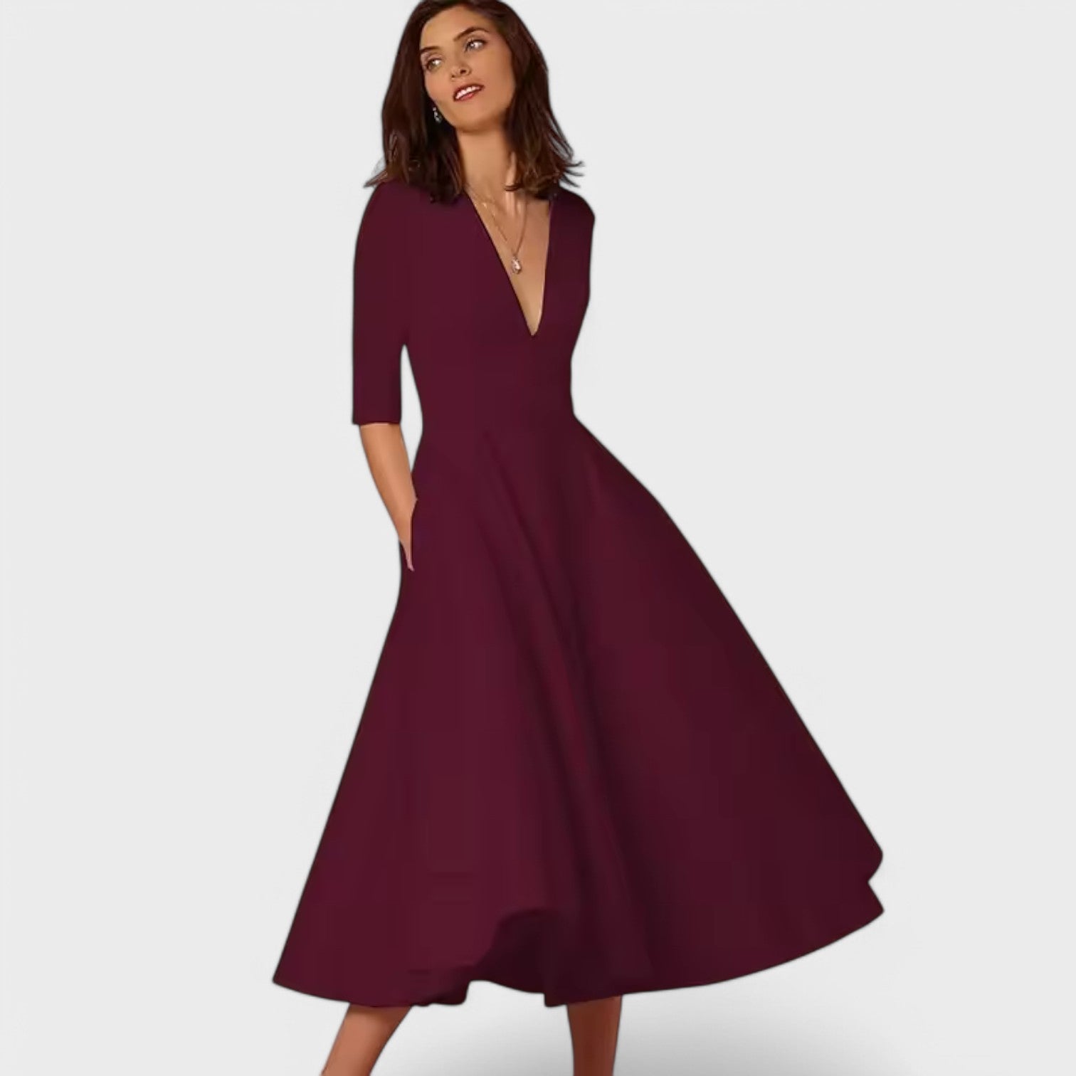 Helena - Vestido elegante com cote em V