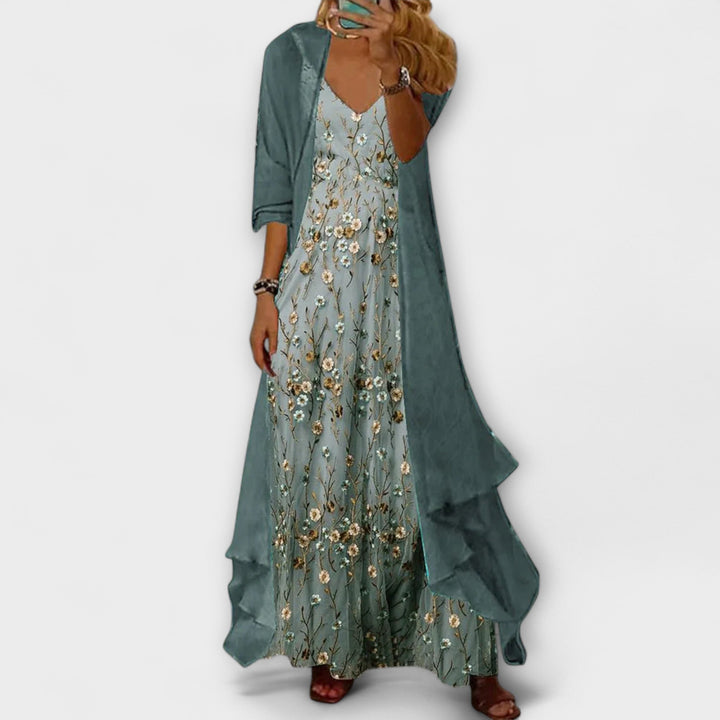 Mara - Vestido Maxi com Casaco (Conjunto de 2 Peças)