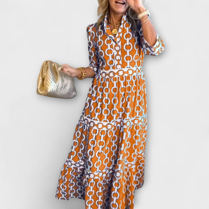 Juliette - Vestido Midi com Padrão de Corrente