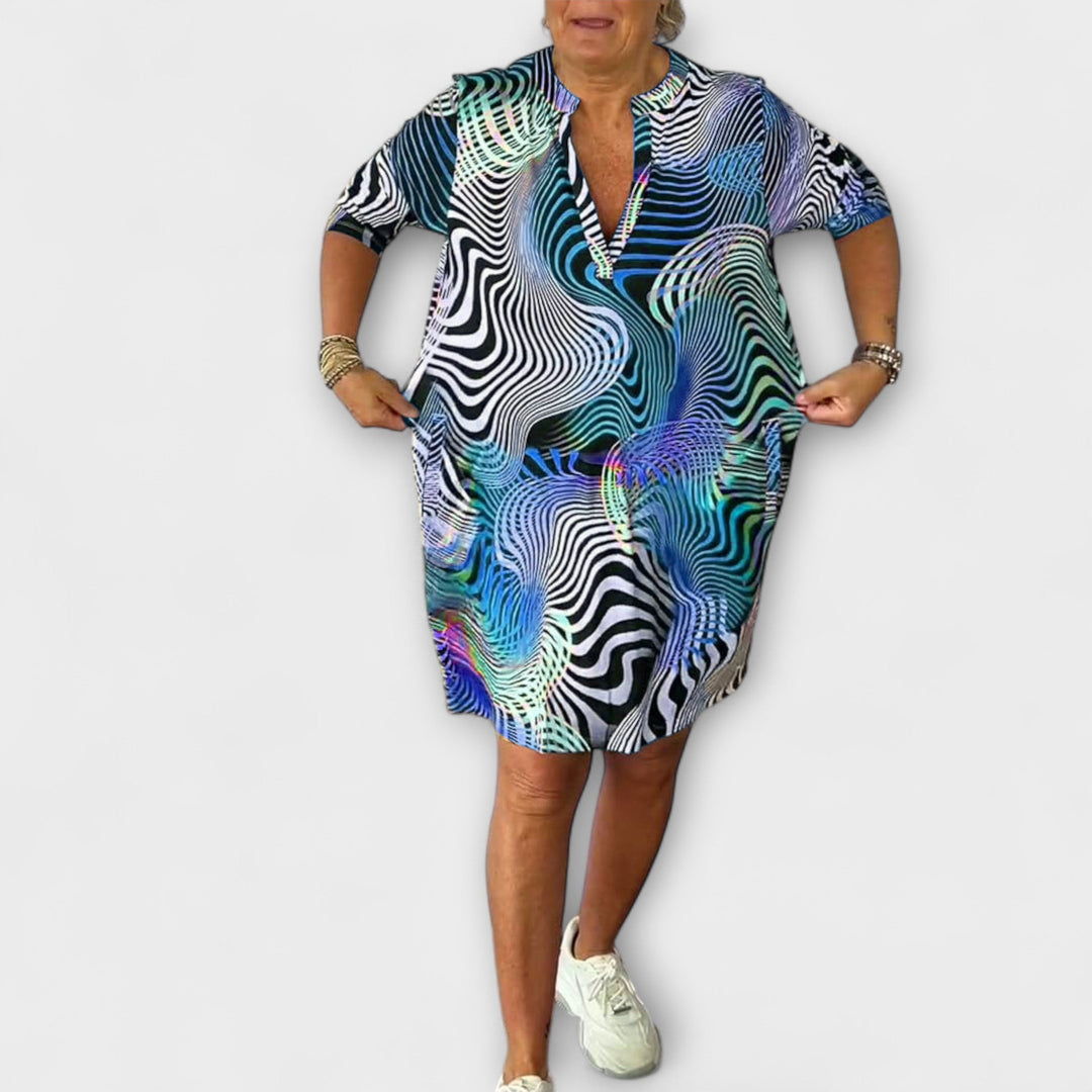 Liora - Vestido Colorido com Decote em V
