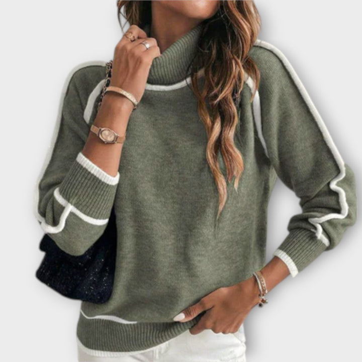 Christine - Pullover de malha luxuoso em verde-oliva