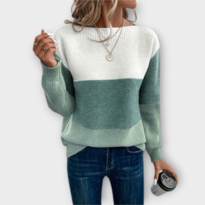 Clara - Pullover de patchwork tricolor elegante