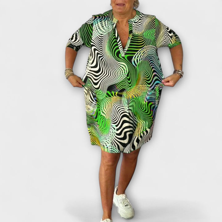 Liora - Vestido Colorido com Decote em V