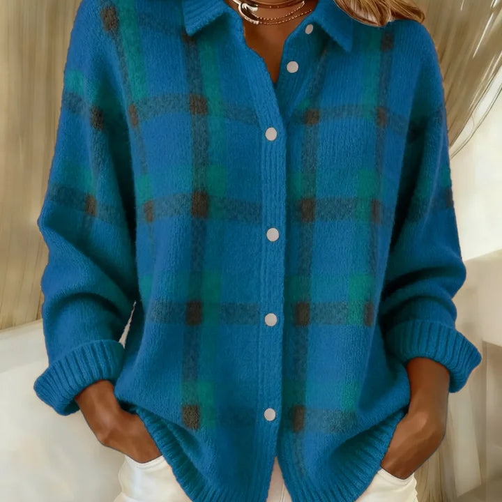 Vitória | Suéter Retro de Quadrados com Contraste Casual