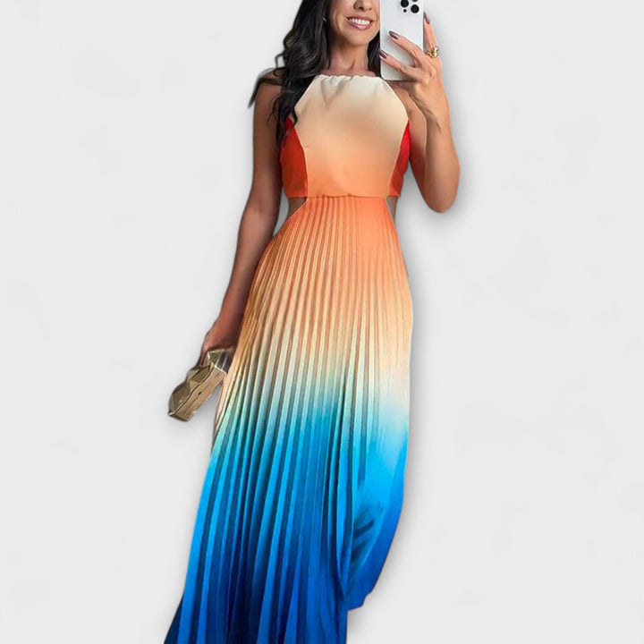 Haven - Elegante Vestido Maxi com Decote em V e Pregas