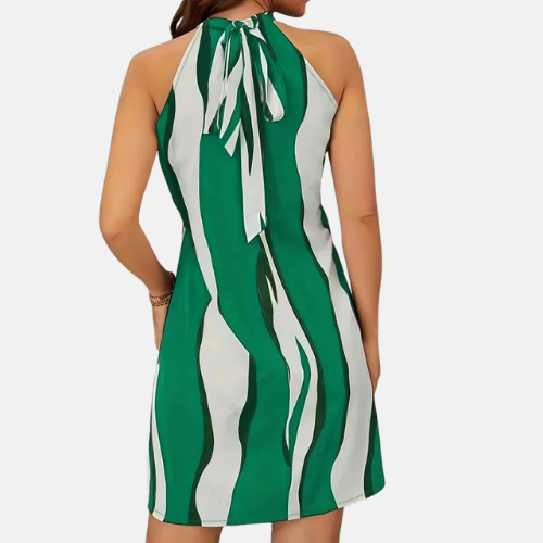 Marlowe - Vestido Maxí com Padrão de Listras e Costas Descobertas