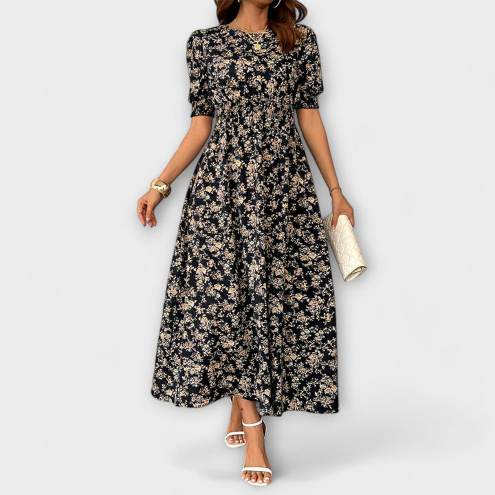 Amelia - Vestido com Decote Redondo e Padrão Floral