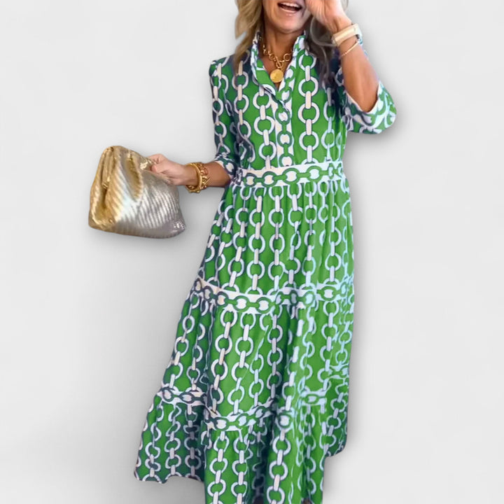 Juliette - Vestido Midi com Padrão de Corrente