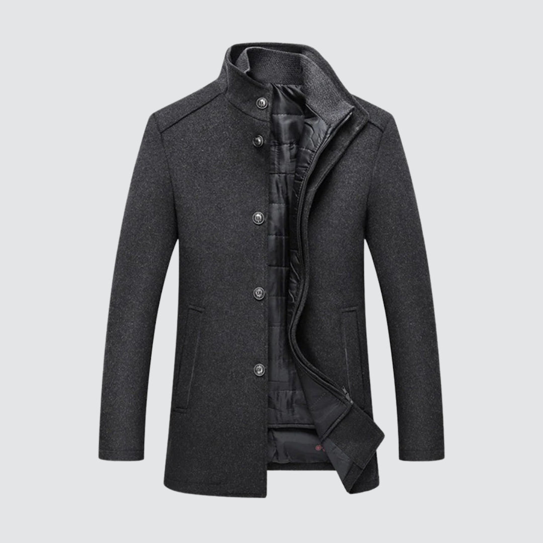 Filipe | Casaco Longo de Inverno em Lã com Botões