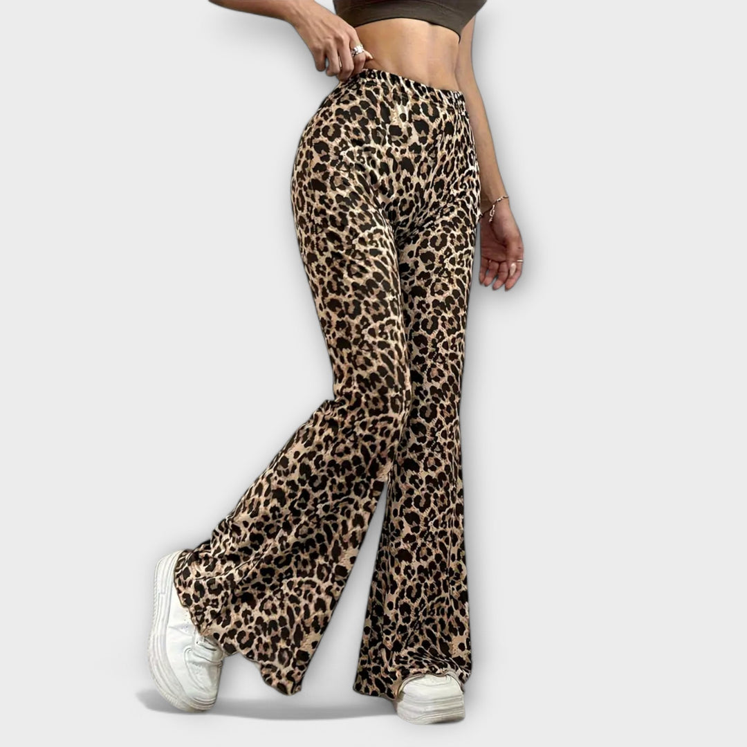 Calças Bootcut de Leopardo