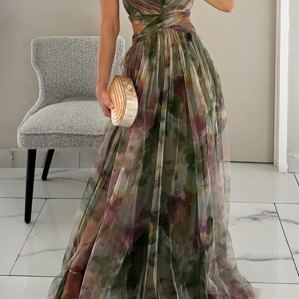 Giselle | Encantador Maxi-vestido com Estampa Floral