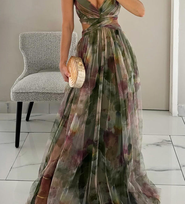 Giselle | Encantador Maxi-vestido com Estampa Floral